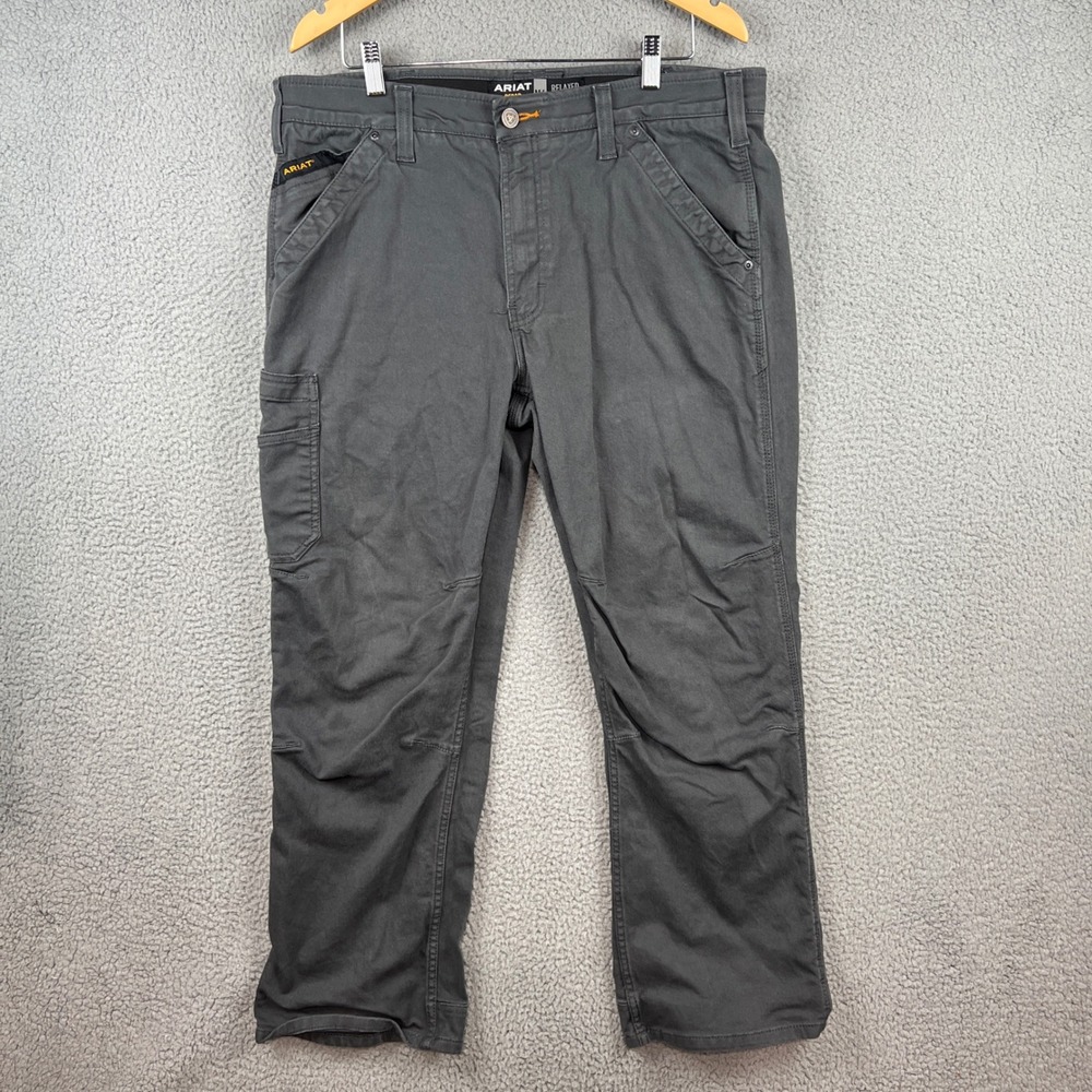 Ariat Rebar M4 Relaxed‎ Boot Cut Twill Grey Work Pants Mens36x30 (meas. 38x30)